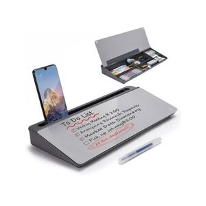 TSJ OFFICE Desktop Whiteboard Dry-Erase-Board - Computer 16"W x 3"H, Gray